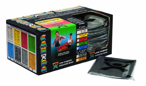 CanDo Singles Low Powder Exercise Band, 4-foot singles, Black: X-Heavy (40 count) - color: Black: X-Heavy, size: 40 ct, 4 foot singles