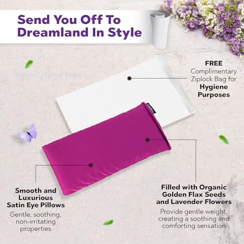 The Asli Co. Handmade Lavender Aromatherapy Dark Plum Eye Pillow, Packs of 12, Natural Soothing Scent for Promote Better Sleep Quality, Reduce Stress & Anxiety - color: Dark Plum