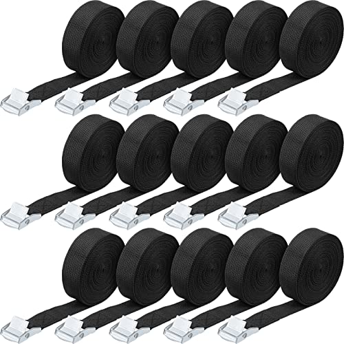 Riakrum 4 Feet 15 Pack Lashing Straps with Buckles, Adjustable, Black - color: Black, size: 4 Feet