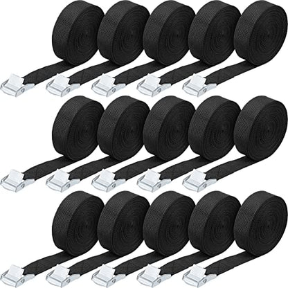 Riakrum 4 Feet 15 Pack Lashing Straps with Buckles, Adjustable, Black - color: Black, size: 4 Feet