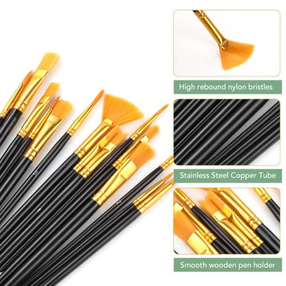 AROIC Acrylic Paint Brush Set,100 packs/1500pcs Nylon Hair Paint Brushes | Watercolor Rock Face Painting Brush, Artist Craft Brush Supplies, Paint Brush For All Purposes Children Adult painting Black - size: 1500pcs-black
