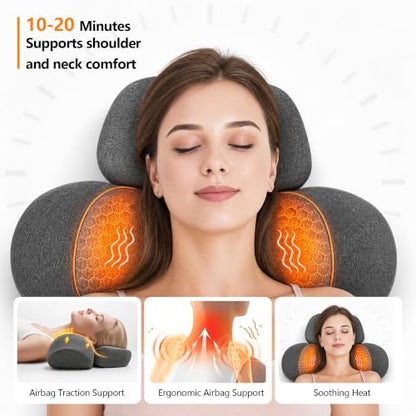 3-in-1 Neck Massager Pillow with Heat, Cordless Rechargeable Muscle Relax