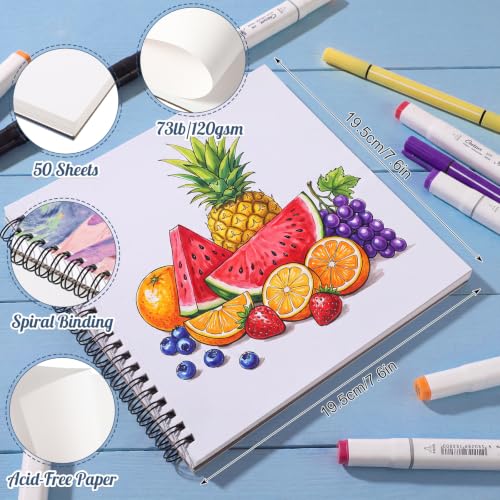 7.6 × 7.6 Inch Marker Sketchbook,120gsm Drawing Paper for Alcohol Markers | Acid-Free Smooth Drawing Paper, Ideal for Blending And Layering, Works with Markers, Pens, Pencils & Brush Lettering - color: Time Storm, size: 7.6×7.6 Inch (50 Sheets )