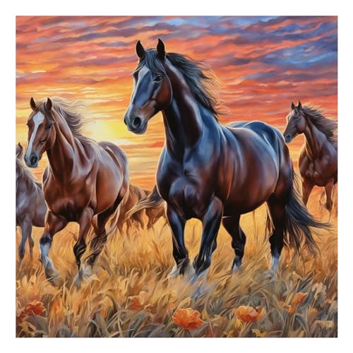 SJUTOUCI Horse Diamond Art Kit for Adults, Horse Diamond Painting | Animal Gem Art, Bead Art, Diamond Dots Craft, Round Full Drill, Home Decor, DIY Gift, 12x12 inch - color: Horse