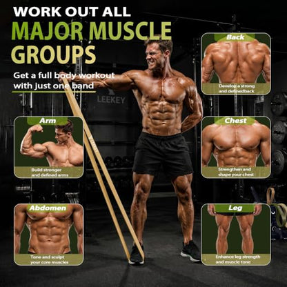 LEEKEY 5-Level Pull Up Assistance Bands Full-Body Training | Resistance Bands with Grip、Door Anchor Physical Therapy Home Gym Workouts Strength Bands for Senior/Adults - style: 5-125LBS GREEN