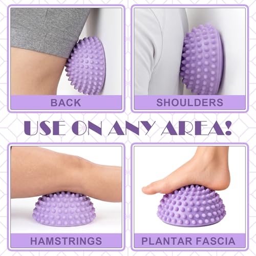 Threlaco 2 Pcs Half Round Massage Ball for Feet Spiky Massage Ball for Kids Adults Sports, Stability Training, Muscle Balancing Therapy, Yoga Gymnastics Exercise (Light Purple) - color: Light Purple