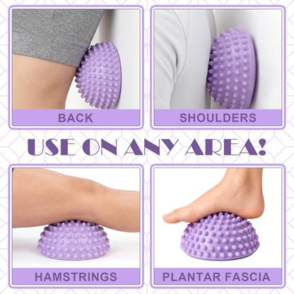 Threlaco 2 Pcs Half Round Massage Ball for Feet Spiky Massage Ball for Kids Adults Sports, Stability Training, Muscle Balancing Therapy, Yoga Gymnastics Exercise (Light Purple) - color: Light Purple