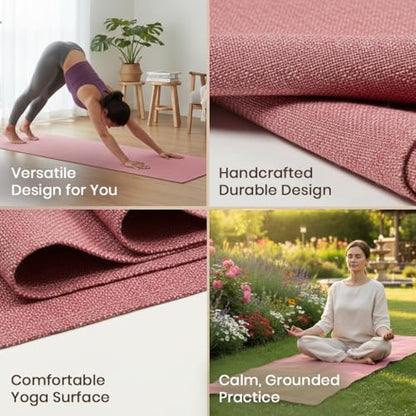 LFH Home Handmade Cotton Yoga Mat Cotton Rug picnic mat For Exercise, Workout, Fitness - Perfect Heavy Quality Eco Friendly Natural Cotton Woven Reversible Yoga Mats for Men & Women - 72x26 Inch. - color: Brick