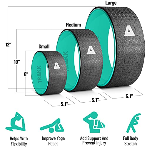 TRAKK SPORT 3in1 Foam Roller Fitness Yoga Wheel For Back Pain Relief, Stretching, Tissue Massage, & Spinal Alignment, Supports 660lbs, Set of 3, Black