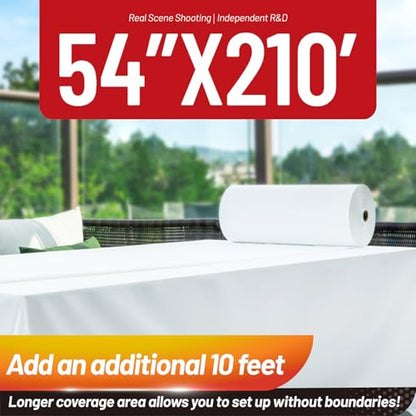 Plastic Table Cloth Disposable, 210 Ft X 54 In White Table Cloth Rectangle | Plastic Tablecloth Roll with Sliding Cutter Premium Plastic Table Cover Roll for Picnics, Parties, Birthdays, Weddings - color: White, size: 2520" x 54" (Rectangular)