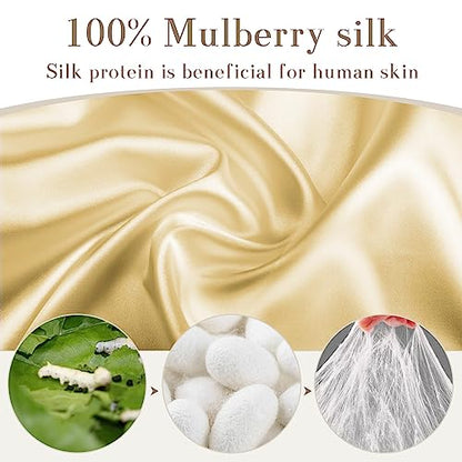 SECZIPE 100% Mulberry Silk Sleep Mask Eye Mask for Women Man with Adjustable Band, for Side Sleeper Blackout Sleep Mask for Travel Rest and Office (Gold) - color: Gold