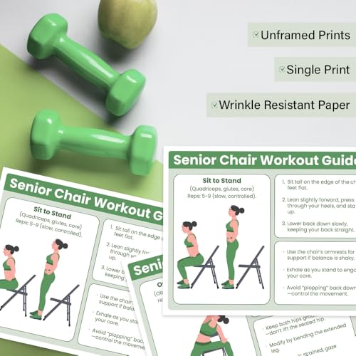 Senior Exercise Chair Workout Poster, 30-Day Stretching and Gentle Seated Exercise Chart