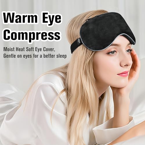 BeHoomi Cooling & Heated Eye Mask, Weighted Eye Mask for Sleeping, Black - color: Black