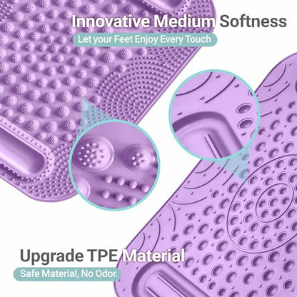 Foot Massage Mat with Two Massage Balls, 5-Zone Acupressure & Reflexology Mat for Various Stimulation, Portable Pressure Point Pad for Feet Relaxation, Pain, Fatigue Relief(Purple) - color: Purple