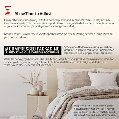 Ergonomic Cervical Pillow for Neck Pain Relief Back & Side Sleepers MID GR - color: Gray, size: Midsize