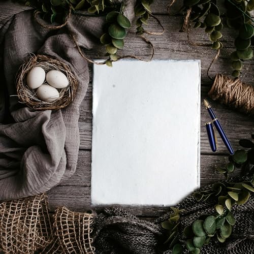 50 Pack Cotton Watercolor Paper with Deckle Edge 200 GSM Rough Textured Watercolor Paper for Writing - color: Off White, size: 6 X 4 Inches