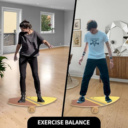 Balance Board Trainer – 10-Layer Wooden with Non-Slip Fish Tail