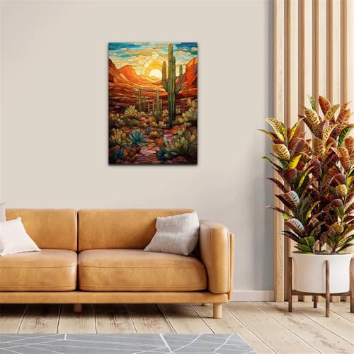 Natuyalo Paint by Numbers for Adults with Framed on Canvas, Wilderness Landscape Paint by Numbers Kits for Beginners, Cactus DIY Acrylic Painting Kits with Frame Ideal Gift (12x16 Inch) - color: Color-01