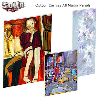 SoHo Artist Cotton Canvas All Media Panels - 9x12-3 Pack of Double Primed Cotton Acid-Free Panels Bonded Canvases for Paintings, Artwork and More - size: 9x12