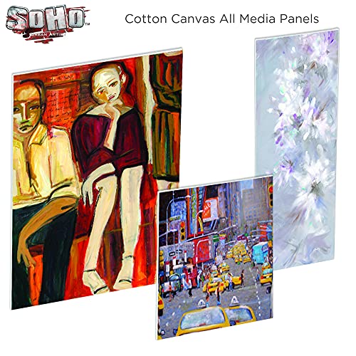 SoHo Artist Cotton Canvas All Media Panels - 4x4-3 Pack of Double Primed Cotton Acid-Free Panels Bonded Canvases for Paintings, Artwork and More - size: 4x4