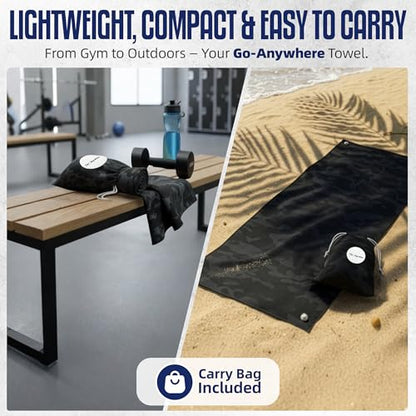 CHEEKY WINX Microfiber Gym Towel – Highly Absorbent Microfiber Sweat Towel, Quick-Dry Lightweight Design, Odour-Resistant Fabric, Matching Carry Bag, Camouflage, Regular (90 x 50 cm) - color: Camouflage, size: Regular