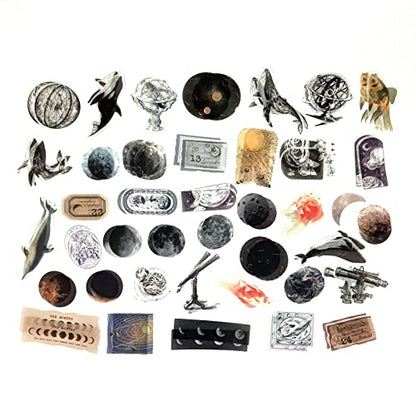 Esweny 200 Pieces Vintage Ephemera Scrapbooking Supplies Pack for Journaling, Decoupage Paper Scrapbook Stickers Kit for Junk Journal Planners Collage Craft Notebooks Album (Space and Sea) - style: Space and Sea