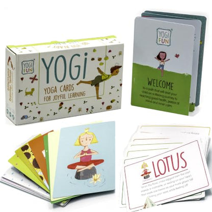 YOGi FUN Yogi Kit Card Game, 40 Yoga Cards Rhyming Game, Award Winning Educational Activities, Includes 2 Cardboard dice. for ADHD, Therapy, Montessori, Waldorf, Classroom