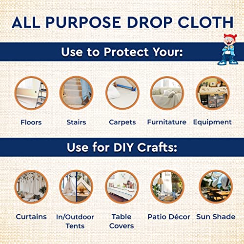 12oz All Purpose Canvas Drop Cloth 4x12ft – Commercial-Grade Heavy Duty Cotton Canvas Tarp Cover – Seamless, Washable & Reusable Painters Drop Cloth for Painting, Furniture & Floor Protection - color: 12 Oz - Commercial Grade