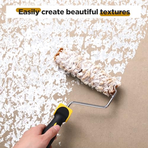 Threlaco Paint Roller Kit 3 Pcs Texture Sponge Paint Rollers 6 Inch Texture Pattern Roller Brush Tool with Roller Frame for Painting Walls Home Supplies