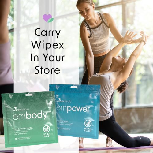 Wipex Studio Empower Yoga Mat Cleaner Wipes 25ct Zip Pack, Ultra Thick and Textured, Lemongrass Eucalyptus Scent, Natural Choice for Yoga, Pilates, or Any Movement Practice (3 Pack) - size: 25 Count (Pack of 3)
