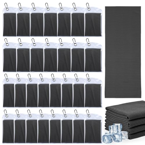 Honoson 30 Pack Cooling Towels for Neck and Face, 27 x 16 in, Dark Grey - color: Dark Grey