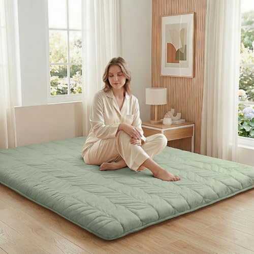ZonLi Japanese Floor Mattress Futon Mattress Twin Size 2.5 Inch Thick - color: Green, size: Twin (75"L x 39"W x 2.5"Th)