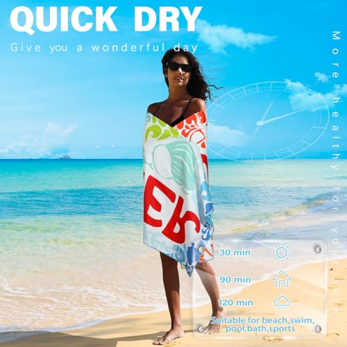 Widdonen Microfiber Beach Towel,Compact 2 Pack-71x32 Inch with Bag Travel - color: 2 Pack Colorful Summer M