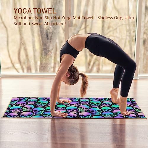 Yoga Mat Towel Colorful Skull, 73" x 27" - color: Colorful Skull