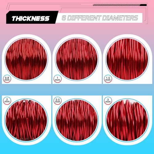 Aluminum Craft Wire,8 Gauge (3mm) Red Bendable Wire,32 Feet Continuous Roll for Jewelry Making,Sculpting,Floral & Armature Projects - size: 8 Gauge 32FT, style: Red
