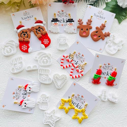 Holiday Theme Polymer Clay Cutters Set – Molds, Clay Cutters for Polymer Clay, Clay Earring Tools - color: I color