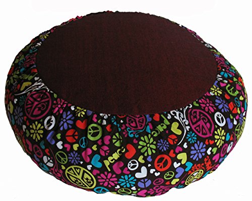 Meditation Cushion Zafu Pillow - Limited Edition - Love Peace & Happiness Muti - color: Lovepeacehappiness Multi