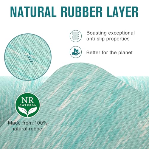 UMINEUX Extra Thick Yoga Mat, 2/5 Inch (10MM), Natural Rubber and TPE Non Slip Yoga Mats with Strap for Women Men, Eco Friendly Exercise Mat for Yoga, Pilates and Home Workout - color: Tiffany Blue, size: 72" x 24" x 2/5"