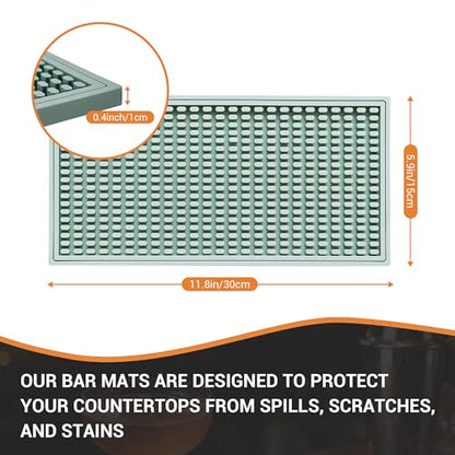 ZJWZLG Bar Mat 5.9"x11.8"(2Pcs) Non-Slip Rubber Bar Mat, Spill Proof & Flat Design,Easy to Clean Textured Surface for Home Bar,Coffee Station, Bartending - Protects Countertops & Glassware (Green). - color: Green, size: 6" x 12"