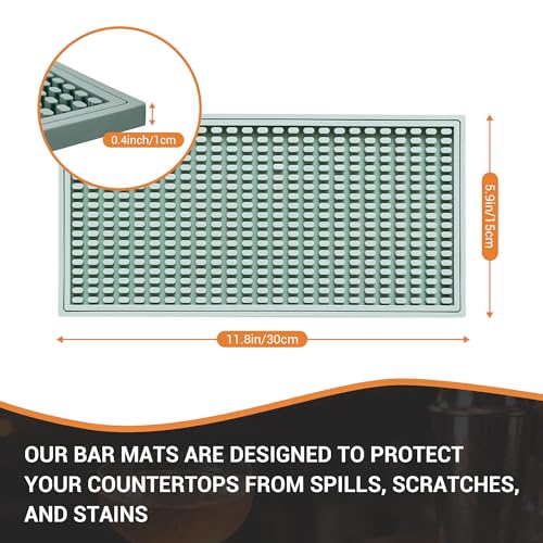 ZJWZLG Bar Mat 5.9"x11.8"(2Pcs) Non-Slip Rubber Bar Mat, Spill Proof & Flat Design,Easy to Clean Textured Surface for Home Bar,Coffee Station, Bartending - Protects Countertops & Glassware (Green). - color: Green, size: 6" x 12"
