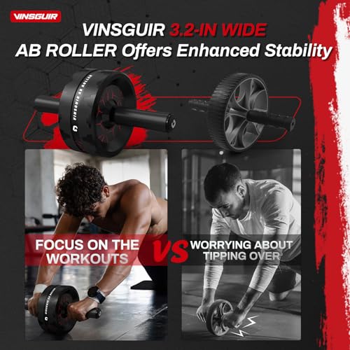 VINSGUIR Ab Roller Wheel, Abs & Core Workout Equipment for Home Gym with Knee Pad Accessories, Abdominal Wheel for Full-body Strength Training - color: Red And Black