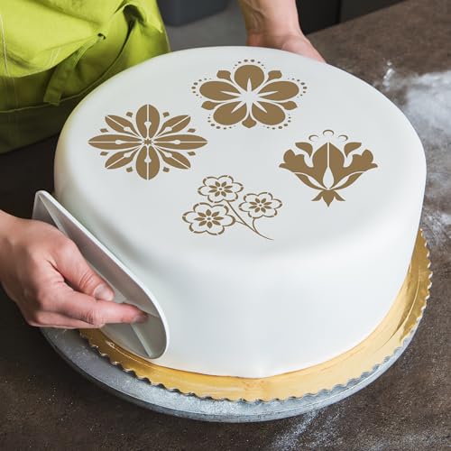 Sitsink Mandala Flower Coffee Stencils - 25 Pcs Stencils for Cookies Sourdough Bread Decor, Reuable Template for Crafts Floral Design - style: flower coffee