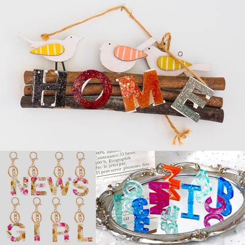 Alphabet Resin Mold with Hole, Uppercase Alphabet Mold with Number | Reversed Alphabet Silicone Mold for Keychain Making, Epoxy Resin Letter Jewelry Pendant DIY Birthday Party Gift Crafting - color: 1PCS Large Alphabet Molds with Holes