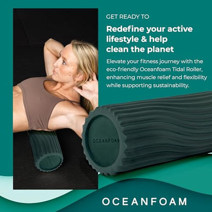 Oceanfoam Tidal Roller - Hunter - Muscle Massage Foam Roller for Back Pain & Stretching - Firm and Ergonomic Wide Wave Textured - Yoga, Athletics, & Wellness - Full Size, 20" x 5" - color: Hunter