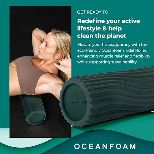 Oceanfoam Tidal Roller - Hunter - Muscle Massage Foam Roller for Back Pain & Stretching - Firm and Ergonomic Wide Wave Textured - Yoga, Athletics, & Wellness - Full Size, 20" x 5" - color: Hunter