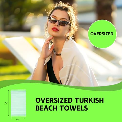 HAVLULAND Turkish Beach Towel, Pack of 6, Oversized 72" x 40"