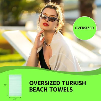 HAVLULAND Turkish Beach Towel, Pack of 6, Oversized 72" x 40"
