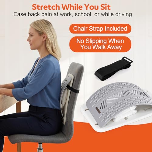 Inflatable Back Stretcher for Lower Back Pain Relief, Adjustable Airbag Lumbar Traction Device,Spine Decompression Support Board with Acupressure Massage&Chair Strap,Posture Corrector for Home Office