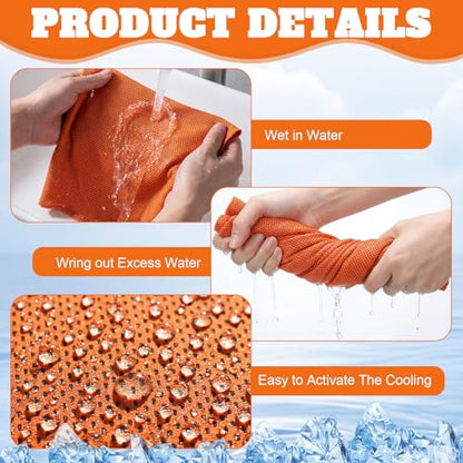 Honoson 30 Pack Cooling Towels for Neck and Face, 27 x 16 in, Orange - color: Orange