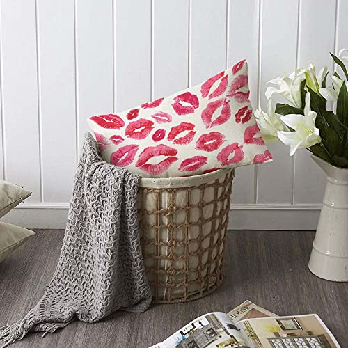 TKS MITLAN Lips Prints Throw Pillow Case Cushion Cover Kiss Lipstick Mouth Red Smooch Linen Couch Bed Sofa Car Waist Cushion Cover 12 x 20 inch - color: Lips Prints, size: 20" x 12" (Pack of 1)